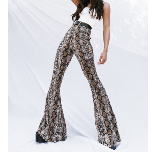 Princess Polly Pants - Princess Polly Snakeskin Print Flared Pants
